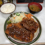 ハイライト食堂 - ジャンボ味噌チキンカツ定食の小ライス（30円割引出、770円税込み）