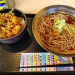 ゆで太郎 - 季節の天ぷらのミニ丼セット 温かいそば 700円 