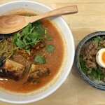 チリトマ ラーメン THANK - チリトマラーメン (850円) + チーロー飯 (280円)