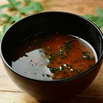 Miso soup with sea lettuce