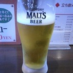 四五六菜館　chaoz - 生ビール（380円）のどが乾いていたので，ちょっと飲んでからの写真です