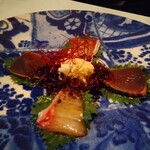 なっぱごちそう - 戻り鰹（かつお）と勘八の香り高いカルパッチョ 瞬間燻製