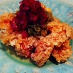 なっぱごちそう - 鶏のざくざくあげ 柴漬と生姜のたれ