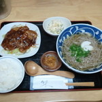 そば屋酒かわづ - しょうが焼き定食（そば大）