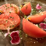 Simple chilled tomatoes with rock salt