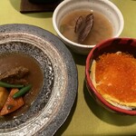 Rausu Daiichi Hoteru - 声掛けし後出し蝦夷鹿シチュー・イクラ丼・帆立稚貝味噌汁