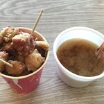 孝子屋ぐるめ食品 - タコザンギとエビ汁（500円+100円）