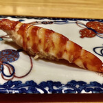 一心鮨 光洋 - 車海老（宮崎）漬け～葱と生姜で香辛料のようにニンニクの香りを出す職人の技。