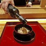 一心鮨 光洋 - 栗の渋皮アイスクリームにワインを。