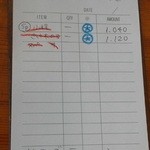 チャヤ ジャルディーノ シロヤマ - 201207 CHAYA GIARDINO SHIROYAMA 　伝票.jpg