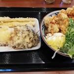 丸亀製麺 - タル鶏天＋ちくわ、半熟玉子、舞茸
