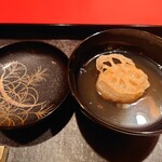 にくの匠 三芳 - 蓮根饅頭と上海蟹の椀