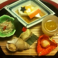 ひのや - 前菜　（七夕御膳より：天の川豆腐、小鯛小袖鮨　他）