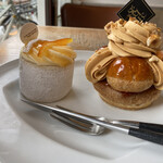 パティスリー・パリセヴェイユ - ふたつ。うふふ。
      サントノーレキャラメルは絶対たべたいやつ。
      あとひとつは、フルーツ系で、と、オレンジに。
      マーマレードジャム好きなら、好きだと思うわ。
      サントノーレキャラメルしか勝たんっていう事実。