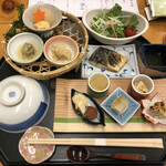 渓流荘しおり絵 - 朝食。