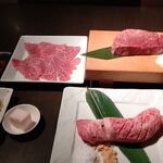 一休亭 - ●近江牛 焼肉 超厚切フィレ 5,500円 (税別)＋元祖ドラゴンロース 1,980円 (税別)＋赤身 1,280円 (税別)