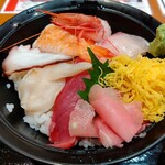 Kaisen Chaya Issen - 【2020.10.19(月)】海鮮丼麺セット(温かいそば)1,210円の海鮮丼