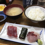 にし与 - 魚河岸定食のお刺身とご飯お味噌汁