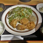 亭久五 - 唐揚げ定食850円（ごはん少な目）