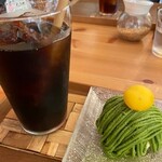 Kafekokoro Hikaru - 抹茶モンブランとアイスコーヒー