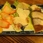 Tocchambouya - 鯨珍味晩酌セット1200円左からベーコン、切りウネ、さえずり