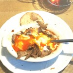 La Brianza - トリュフグラタンピエモンテ風イタリア産秋トリュフ、田中農園の卵は黄身色が濃くていつもあらためて写真撮っちゃいます。お店の定番メニューにして人気のメニュー、なるほど人気に納得の一皿。