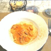 La Brianza - バターナッツカボチャとパンチェッタのパッパルデッレ、ハロウィン感じるクリーミーな一皿。バターナッツカボチャて水分多くておいしい印象少なかったけれどこれは別、ソースやパンチェッタととてもおいしかった