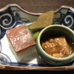 谷中の雀 - 3.子持ち昆布☆鱒押し寿司☆ほや塩辛