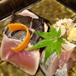 無庵 - 戻り鰹松原焼・由比あじ　茗荷・生姜