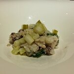 リストランテKubotsu - 日田産鮎のコンフィとチーズのリゾット　胡瓜のぬか漬けと（2020.9）