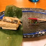 Yamanokami Onsen Yuukaen - 鰆新玉葱焼、豆腐、山里漬、酢取り生姜