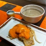 和彩厨房 KATURA - 鱧のバター焼きウニソースと日本酒「遊穂」