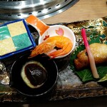 日本料理・ふぐ　桃 - 焼物3種と胡麻豆腐