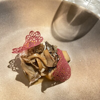 レストランエール - 魚料理:スズキ、舞茸、エノキ、柿