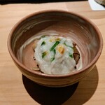 匠 進吾 - 先付けは里芋のすり流し、春菊と舞茸