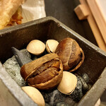 山みず木 - 焼き栗、焼きぎんなん。甘い栗の産地でもあるんですって