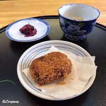 Shikino Aji Chinri Yuutei - 北上ｺﾛｯｹ､柴漬け､蕗と鯖生利節の含め煮
