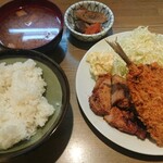 どんまい亭 - 日替りランチ 800円 豚味噌漬け＆アジフライ