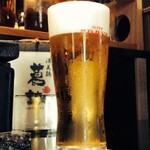 Katsuragi - 生ビールはアサヒスーパードライ。薄口のグラスで最高の一杯です。