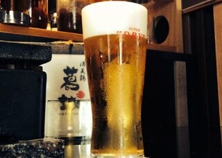Katsuragi - 生ビールはアサヒスーパードライ。薄口のグラスで最高の一杯です。