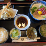 松栄庵 - 天ぷらと刺身の定食