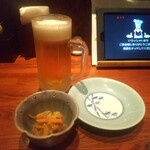 Kushiro Aburiya - お通しと、生ビール(クーポンで無料)