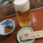 やきとり山平 - 生ビールです