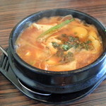 韓国　純豆腐 - 海鮮純豆腐　ホルモントッピング