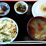 ふるさと - 添えられた佃煮が美味いの！お土産コーナーで購入できます。