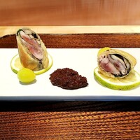 銀座 和郷 - ＊前菜　秋刀魚　春巻き　黒ニンニク