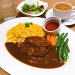 洋食屋 銀座グリルカーディナル - フォアグラのせハンバーグ＆オムライス