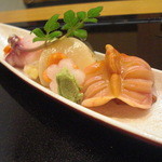 日本料理 旬菜和田 - 赤貝､平貝の炙り､北寄貝に伊佐木。