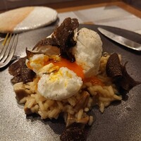 prospero - ポルチーニのリゾット、サマートリュフ、半熟玉子