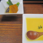 Shusai Nikushou Furuya - ミニ天然塩焼き膳￥１８００・前菜とスープ＠’１２．７．中旬
